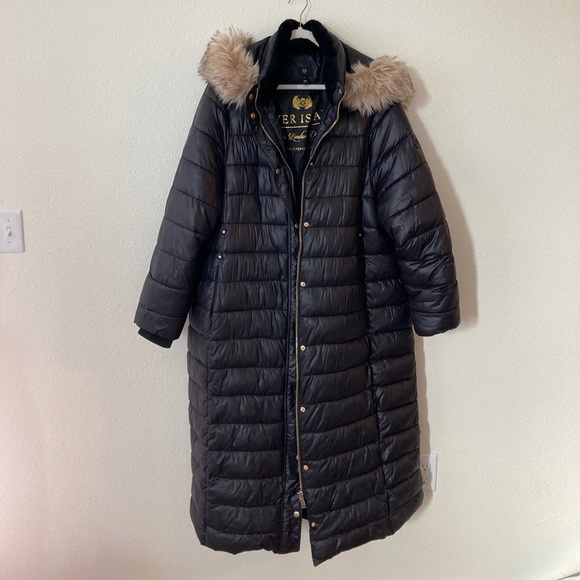 River Island Women’s Longline Padded Jacket with Faux-Fur Hood - Picture 2 of 10